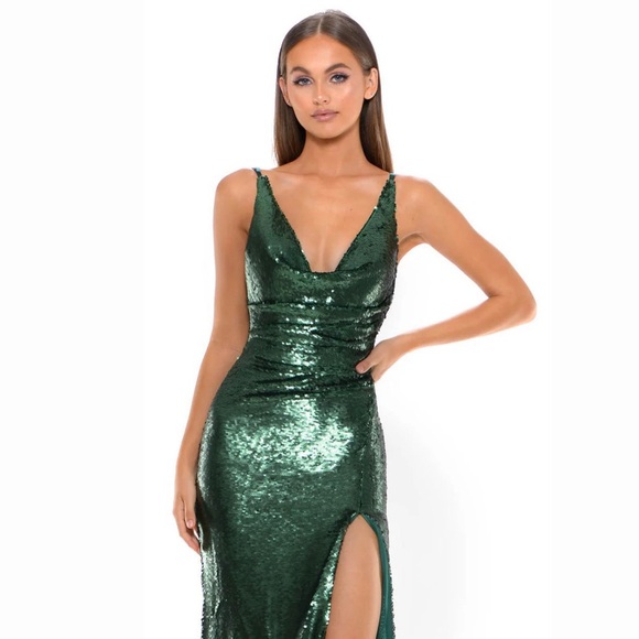 Portia and Scarlett Green Sequin Dress STYLE PS2024 - Picture 4 of 6